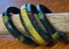 BB154 Shultz black/bluemoon 6 dot Bakelite Bangles & blue moon/inkspot laminate bakelite bangle